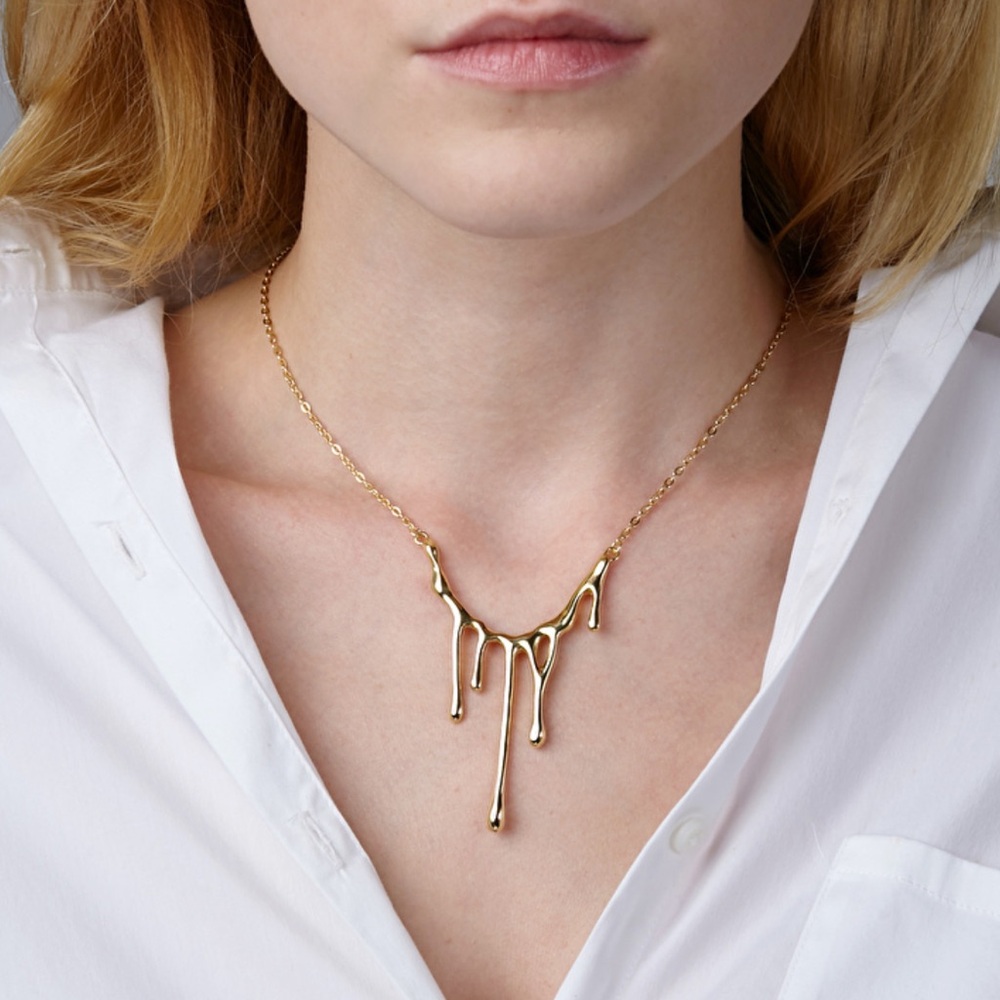 “Molten Lava/Poison Drip” Yellow Gold Necklace